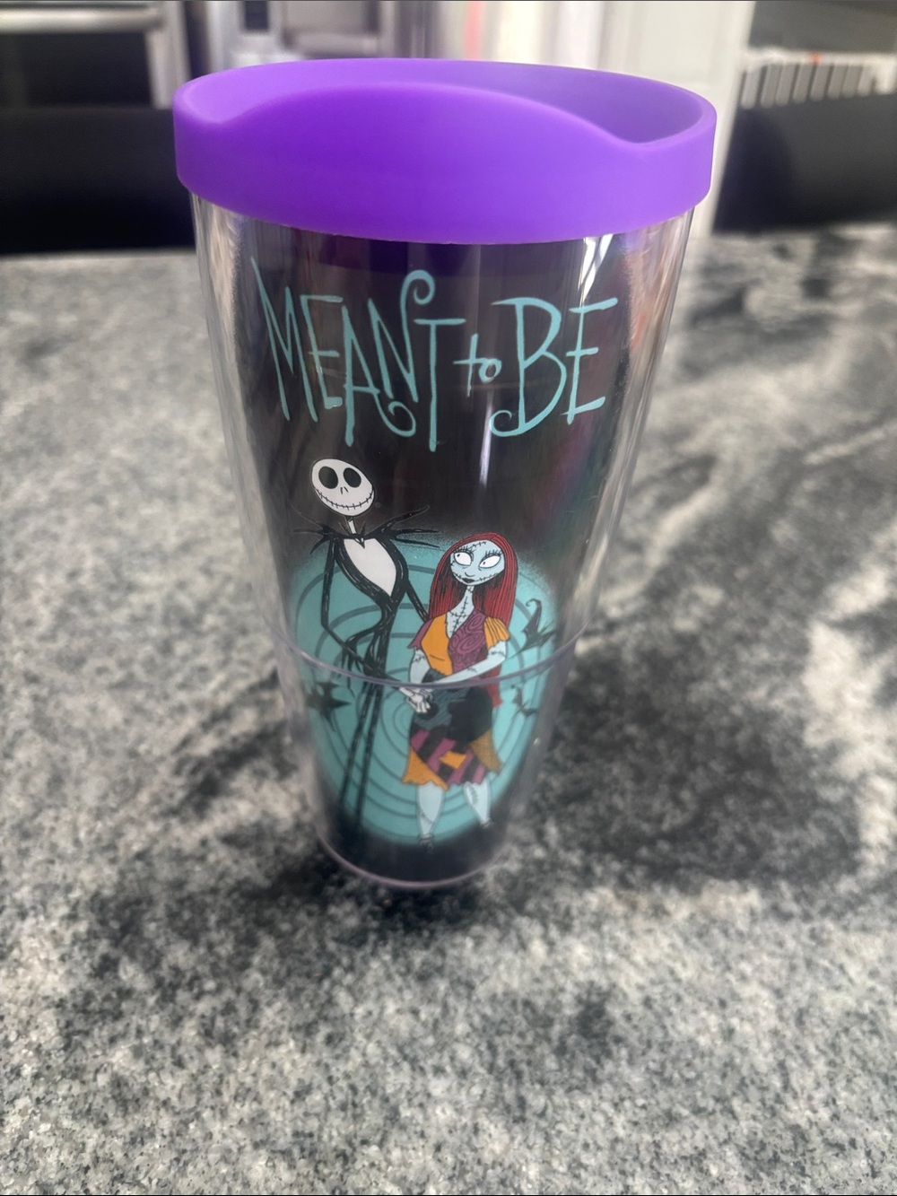 tervis purple-lid "Meant to Be" Jack & Sally Tumbler